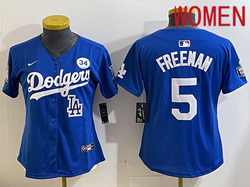 Women Los Angeles Dodgers #5 Freeman Blue Game 2024 Nike MLB Jersey style 11214